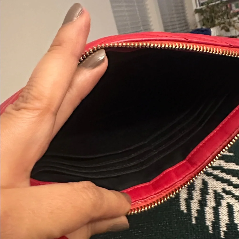 YSL Yves Saint Laurent Red Chevron Clutch - Picture 2 of 3